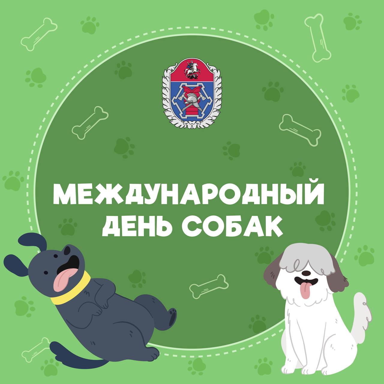 Две собаки с эмблемой ГОЧС и ПБ